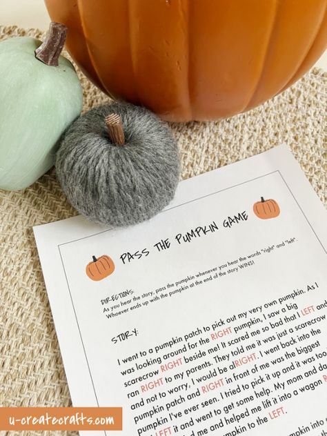 Free Printable Pumpkin Games - U Create Pumpkin Toss Game For Kids, Pumpkin Minute To Win It Games, Pass The Pumpkin Game Free Printable, Halloween Left Right Game Free Printable, Fall Games For Adults Free Printable, Pumpkin Games For Preschool, Pumpkin Games For Kids, Pass The Pumpkin Game, Halloween Reading Games