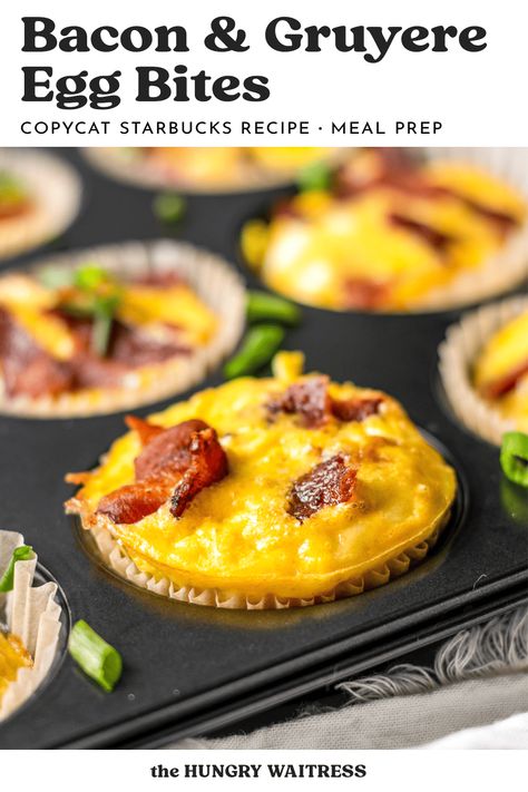 Bacon Egg Bites Muffin Tins, Bacon And Gruyere Egg Bites, Gruyere Egg Bites, Starbucks Muffins, Recipe With Cottage Cheese, Savory Cookies, Oven Baked Eggs, Muffin Cups Recipes, Bacon Egg Cups