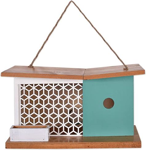 Amazon.com : Sunset Vista Designs 93788 for The Birds-Mid-Century Modern Wooden Birdhouse, White Lattice 13" x 5.9" x 7.1" : Patio, Lawn & Garden Bird House Plans Free, Modern Birdhouses, Wooden Birdhouse, White Lattice, Bird House Plans, Decorative Bird Houses, Modern Birds, Lattice Design, Retro Home