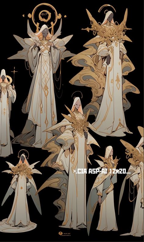 Seraph Character Design, Angel Robes Art, Heavenly Character Design, Godly Outfits Design, Chinese God Character Design, Seraphim Oc Art, Angelic Outfits Male Drawing, Angle Outfit Drawing, Different Angel Types Scale Chart