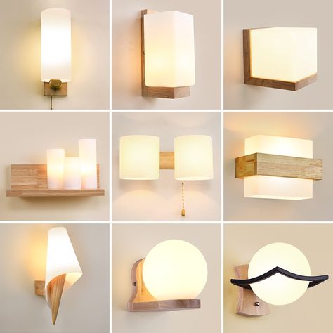 Cheap LED Indoor Wall Lamps, Buy Quality Lights & Lighting Directly from China Suppliers:Nordic Wooden Wall Lamp for Bedroom Bedside Stairs Corridor   interior mounted  Lighting Sconce Indoor decoration Light fixtures Enjoy ✓Free Shipping Worldwide! ✓Limited Time Sale ✓Easy Return. Led Bedroom, Glass Wall Lamp, Bedroom Entrance, Japanese Decor, Wooden Light, Wall Lamps Bedroom, Luminaire Mural, Modern Bedroom Decor, Style Japonais