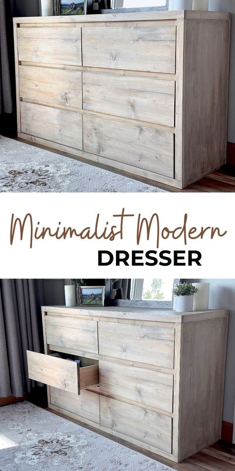 Diy Modern Dresser, Diy Bedroom Dresser Ideas, Dresser Plans Diy, How To Make A Dresser, Dresser Building Plans, Diy Wooden Dresser, How To Build A Dresser, Diy Wood Dresser, Diy Bedroom Set