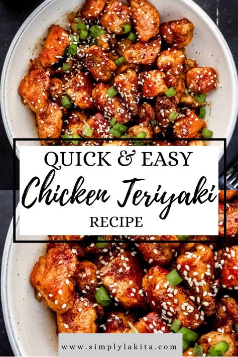 This Easy Chicken Teriyaki Recipe is perfect for a quick and easy weeknight dinner. Made with minimal ingredients it is the perfect blend of savory, slightly sweet, and flavorful. simplylakita.com #teriyakichicken Veri Veri Teriyaki Chicken, Spicy Chicken Teriyaki Recipes, Teryokie Chicken Recipe, Teryikie Chicken, Terriaki Chicken Recipe Dinners, Teriyaki Chicken Thighs Boneless, Chicken Teriyaki Casserole, Easy Chicken Teriyaki Recipe, Honey Mustard Chicken Marinade