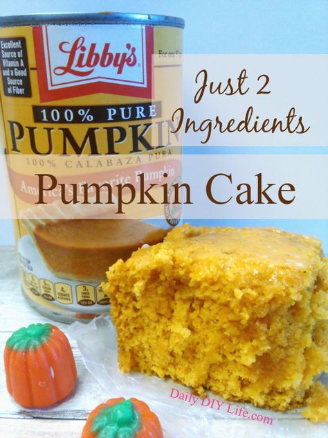 Moist Pumpkin Cake, Apple Cider Glaze, 2 Ingredient Cakes, Pumpkin Cake Recipe, Pumpkin Dump Cake Recipe, Canned Pumpkin Recipes, Pumpkin Muffins Easy, 2 Ingredient Recipes, Dump Cake Pumpkin