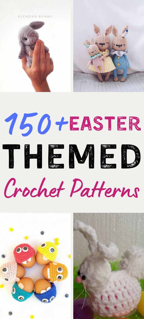 150+ Easter Themed Crochet Patterns #Easter #crafts #crochet #freecrochetpatterns #patterns Crochet Patterns Basket, Crochet Spring Patterns, Crochet Easter Decorations, Types Of Crochet, Easter Crochet Patterns Free, Amigurumi Easter, Easter Animals, Crochet Easter Basket, Easy Yarn Crafts