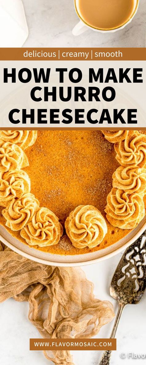 Churros Cheesecake, Cheesecake Churro, Unique Cheesecake, Mexican Desserts, Churro Cheesecake, Turnover Recipes, Baked Cheesecake, Cheesecake Dessert, Homemade Cheesecake