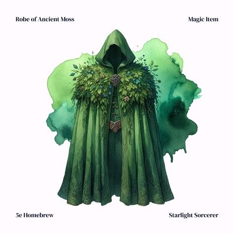 Let’s use the foliage to our advantage and play it stealthily 🌱 . . . #moss #cloak #robe #stealth #dnd5e #homebrew5e #magicitem #rareitem #ancientmoss Fantasy Props, Dnd Characters, Cloak, Dungeons And Dragons