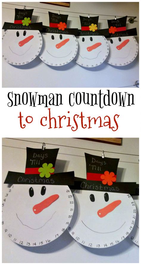 Snowman countdown to christmas craft for kids to make! The nose moves every day! #christmascraftsforkids Christmas Countdown Crafts, Snowman Crafts Diy, Crafty Morning, Christmas Crafts For Kids To Make, Christmas Crafts To Make, Diy Snowman, Christmas School, Winter Crafts For Kids, Countdown To Christmas