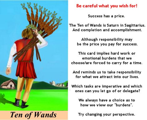 10 Of Wands, Suit Of Pentacles, Suit Of Wands, Suit Of Cups, Suit Of Swords, Ten Of Wands, Tarot Card Readings, Tarot Interpretation, Animal Tarot