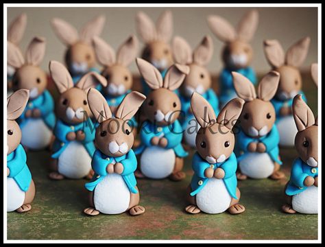 Peter Rabbit Cupcake Toppers Used the incredible tutorial posted by Zoe from Zoe's Fancy Cakes to create an army of Peter Rabbit...