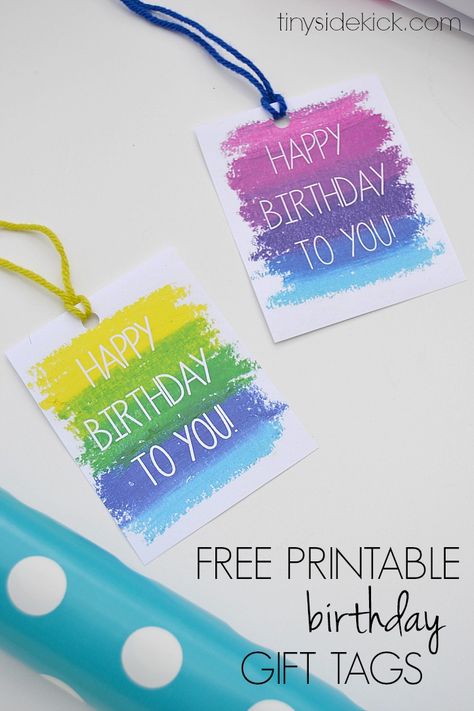 Free Printable Birthday Gift Tags- Print these gift tags the next time you give a birthday present!  |  TinySidekick.com Free Printable Gift Tags Birthday, Free Printable Favor Tags, Birthday Tags Printable, Birthday Gift Tags Printable, Happy Birthday Free, Free Birthday Gifts, Happy Birthday Tag, Gift Tags Birthday, Tag Templates