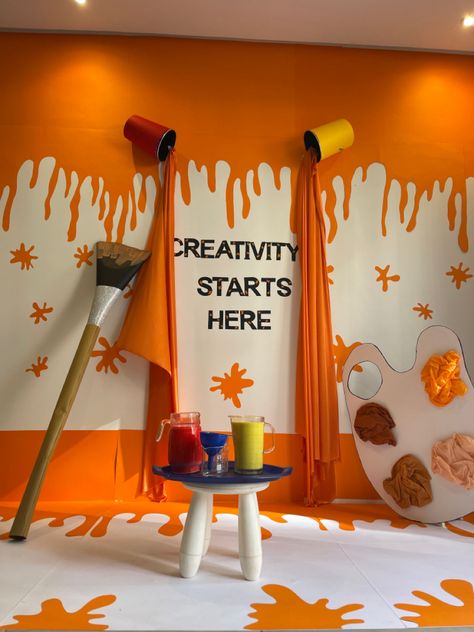 Creative section for fun experiments around the color orange Orange Colour Day Celebration In School, Orange Classroom Decor, Birthday Chart Classroom, Freedom Wall, Fun Experiments, Birthday Chart, Art Docent, The Color Orange, Color Day