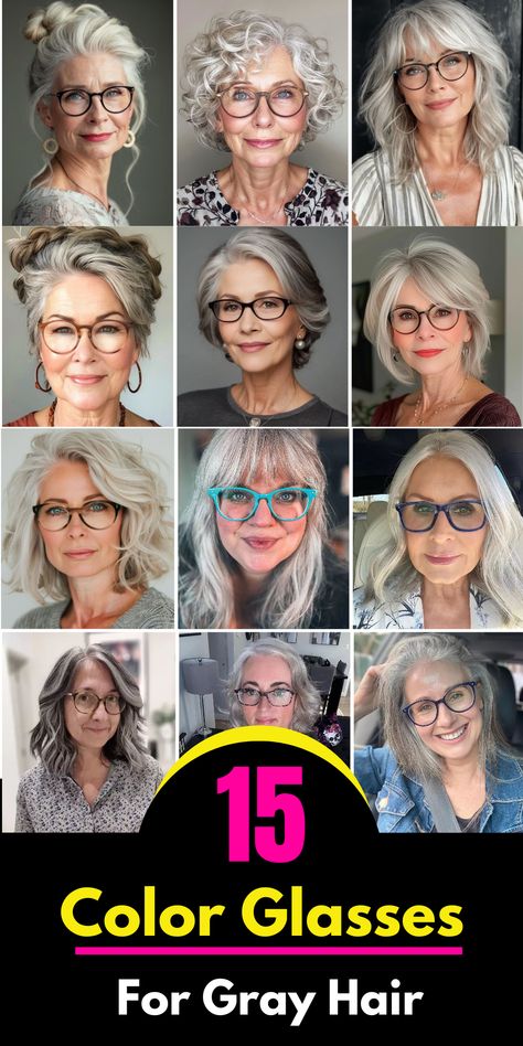 Color glasses for gray hair Best Glasses Color For Brunettes, Eye Glasses For Grey Haired Women, Glasses For Salt And Pepper Hair, Glasses And Grey Hair, Gray Hair And Glasses Over 50, Glasses With Grey Hair, Glasses For Women With Gray Hair, Gray Hair And Glasses, Glasses For Grey Haired Women