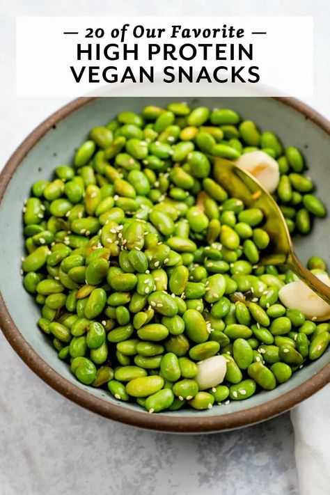 Plant Protein Recipes, High Protein Vegan Snacks, Vegan Protein Snacks, Edamame Recipes, Sources Of Protein, Vegan Protein Recipes, Vegan Protein Sources, Vegan Snack Recipes, High Protein Vegan Recipes