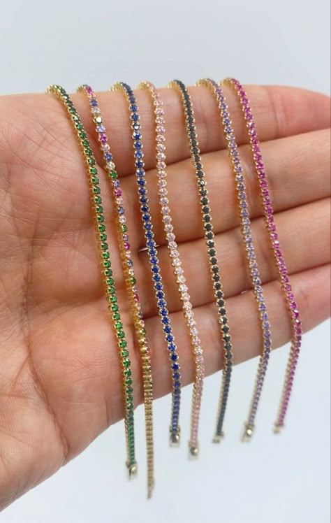 Cheap Gold Bracelet, Colored Tennis Bracelet, Gemstone Tennis Bracelet, Small Tennis Bracelet, Pink Tennis Bracelet, Rainbow Tennis Bracelet, Tennis Bracelet Stack, Pink Gold Bracelet, Sapphire Tennis Bracelet