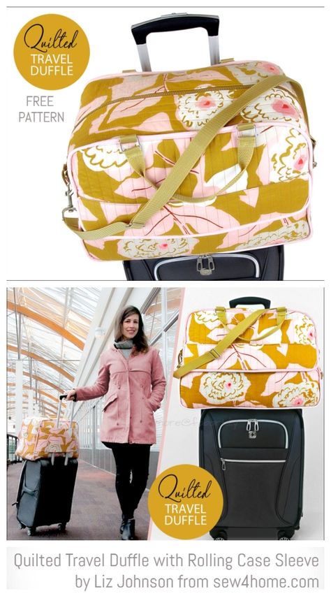 DIY Quilted Travel Duffle Bag Free Sewing Patterns Diy Weekender Bag Pattern, Free Travel Bag Pattern, Quilted Travel Bag Free Pattern, Travel Bag Diy Free Pattern, Sewing Weekender Bag, Travel Bag Tutorial, Carry On Bag Pattern, Travel Bag Patterns To Sew Free, Handbag Patterns Free Sewing Projects