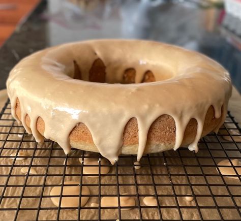 Maple Bar Donut Birthday Cake, Maple Donut Cake, Donut Cake Recipe, Cake Ugly, Maple Donuts Recipe, Triple Layer Chocolate Cake, Donut Birthday Cake, Maple Donuts, Maple Cake