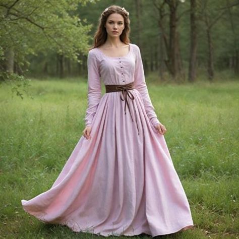 Viking Princess Dress, Rose Fairy Costume, Pink Renfaire Dress, Pink Medevil Dresses, Pink Celtic Dress, Medieval Corset Dress Pink, Lavender Medieval Dress, Spring Pink Princess Fairy Dress, Elvish Dress