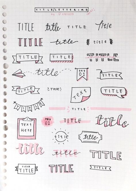 Ultimate List of Bullet Journal Ideas: 101 Inspiring Concepts to Try Today (Part 2) - Simple Life of a Lady Bullet Journal Titles, Organizator Grafic, Reka Bentuk Grafik, Bullet Journal Headers, Title Ideas, Bullet Journal Page, Bullet Journal Font, Journal Fonts, Bullet Journal Banner