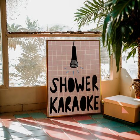 Shower Karaoke, Bathroom Decor Toilet, Toilet Wall Art, Fun Bathroom Decor, Toilet Poster, Art Toilet, Colourful Decor, Fun Bathroom, Bathroom Posters