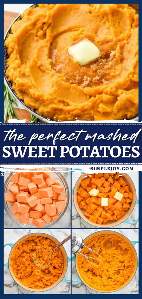 Mashed Sweet Potatoes, side dishes, family dinner ideas for tonight Simple Sweet Potatoes Recipes, Easy Mashed Sweet Potato Recipes, Mashed Sweet Potatoes Crockpot, Mashed Sweet Potato Recipes, Easy Mashed Sweet Potatoes, Mashed Sweet Potatoes Recipe, Dinner Ideas For Tonight, Mashed Sweet Potato, Sweet Potatoes Recipe