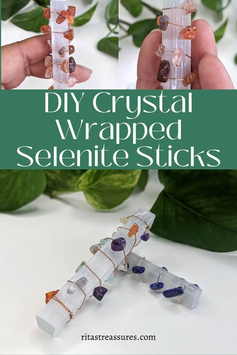 Selenite Crafts, Crystal Crafts To Sell, Crystal Chips Ideas, Crafts With Crystals, Crystal Crafts Diy, Crystal Wand Diy, Crystal Charging Station, Spirit Crystals, Crystal Grimoire