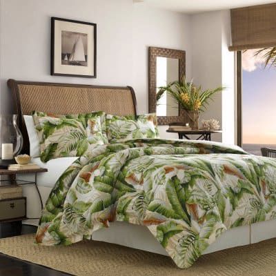 Tastefully Tropical Bedroom - Shoreline Living | Hayneedle Cotton Comforter Set, Tropical Bedrooms, Tommy Bahama Bedding, Tommy Bahama Home, King Duvet Cover Sets, Reversible Duvet Covers, Queen Comforter, King Comforter, King Duvet