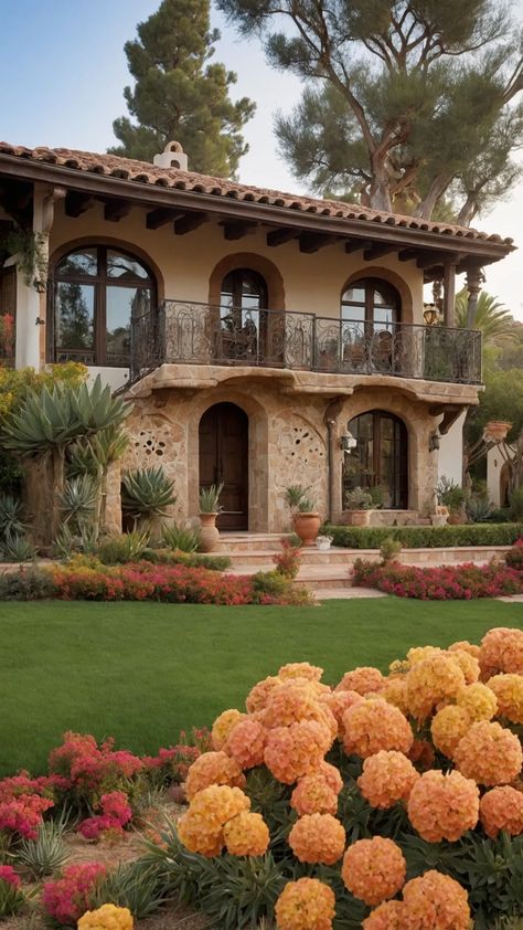 15 Spanish Style Home Ideas for a Mediterranean Makeover 33 Spanish Style Home Decor, Mediterranean Spanish Style Homes, Spanish House Exterior, Spanish Style Home Interior, Style Hacienda, Spanish Mediterranean Homes, Mexican House, Mediterranean Homes Exterior, Spanish Home Decor