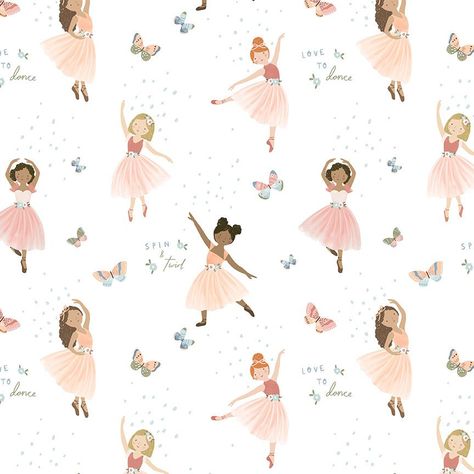 Ballet Pattern, Ballerina Fabric, Ballerina Print, Ballerina Illustration, Dear Stella Fabric, Ballet Pointe, Fluttering Butterflies, Conversational Prints, Ballerina Dancing