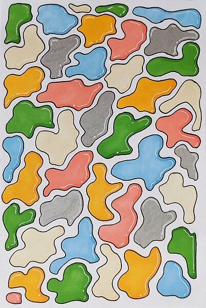 Colorful Blobs Artwork Blobs Drawing, Body Groove, Blob Art, Pattern Challenge, Funky Shapes, Window Paint, Matisse Cutouts, Doodle Bug, Magazine Ideas