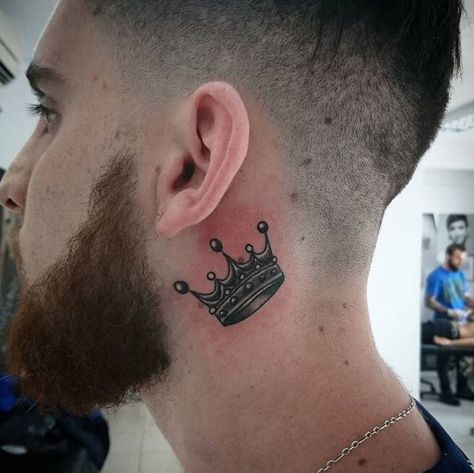 Crown Tattoo On Neck, Crown Neck Tattoo, A Crown Tattoo, Crown Tattoo Men, King Crown Tattoo, Queen Crown Tattoo, Small Crown Tattoo, Tattoo On Neck, Best Neck Tattoos