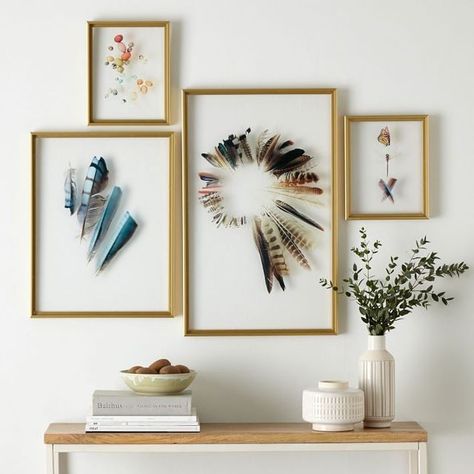 Framed Floating Botanicals & Feathers // DIY Inspo | Love Maegan | Bloglovin’ Cheap Wall Art, Feather Diy, Diy Shadow Box, Bedroom Decor For Couples, Feather Wall Art, Feather Decor, Metal Tree Wall Art, Feather Crafts, Feather Wall