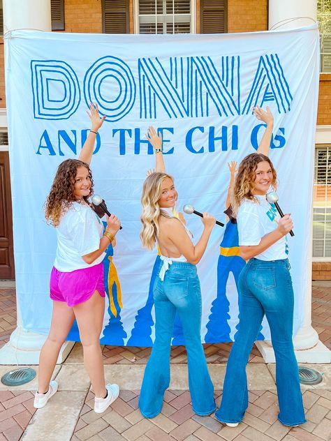 Mamma Mia work week theme! Mama Mia Sorority Theme, Mamma Mia Sorority Theme, Formal Recruitment Themes, Mamma Mia Homecoming, Mamma Mia Bid Day Theme, Mamma Mia Big Little Theme, Spirit Week Themes Sorority, Mamma Mia Sorority, Mama Mia Bid Day