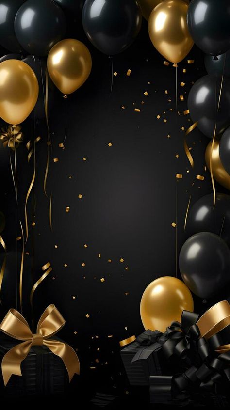 Background For Birthday Flyer, Party Invite Background, Black Birthday Background, Birthday Invitations Black And Gold, Birthday Background Aesthetic, Black And Gold Template, Birthday Wallpaper Backgrounds, Black Gold Invitation, Black Gold Wallpaper