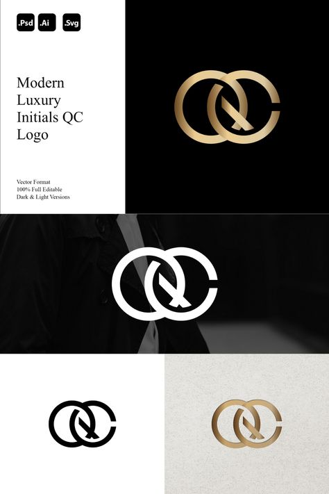 About the Product Modern Luxury Initials QC Logo Ideal for: - Premium Branding - Elegant Symbols - Contemporary and Sophisticated Imagery You'll receive: - 100% Resizable vector logo - Customizable colors - AI, PSD & SVG files For support and customization, contact us. Elevate your brand with our Modern Luxury Initials QC Logo today. Qc Logo, Premium Branding, Elegant Logo Design, Fashion Logo Branding, Sigil Magic, Elegant Logo, Luxury Logo, Emblem Logo, Vector Logo