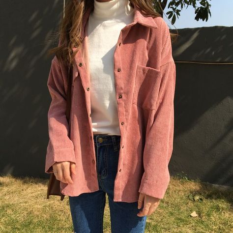 f016e59c7ad8b1d72903bb1aa5720d53desc45248067ri Corduroy Jacket Outfit, Corduroy Blouse, Korean Blouse, Fashion College, Corduroy Shirt, Fit Fashion, Cooler Look, Jacket Outfit, Long Sleeve Flannel