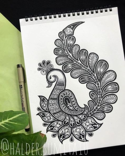 Mandala Peacock, Doddle Art, मेहंदी डिजाइन, Easy Mandala, Easy Mandala Drawing, Boho Art Drawings, Pola Bordir, Mandala Art Therapy, Pen Art Drawings