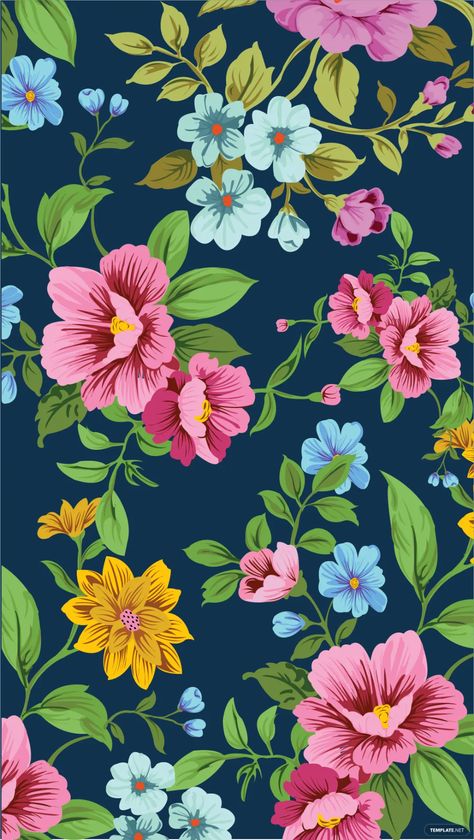 Floral Prints Pattern Textile Design, Pretty Floral Background, Flower Craft Paper, Diy Flower Art, Wallpaper Decor Ideas, Flowers On Blue Background, Craft For All Ages, Png Motifs, Pink Floral Background