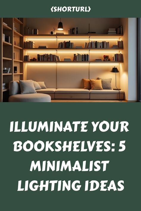 Discover innovative ways to light up your bookshelves with these minimalist designs. From sleek LED strips to elegant pendant lights, transform your reading nook into a cozy and stylish haven. Perfect for book lovers who appreciate clean lines and modern aesthetics! Lights For Bookshelves, Led Lights Bookshelves, Home Library Lighting, Bookcase Lighting Ideas, Bookshelf Lighting Ideas, Book Shelf Ideas Aesthetic, Zen Lighting, Bookshelves Aesthetic, Under Shelf Lighting