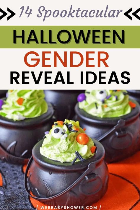 Unveil the mystery of your baby's gender amidst the thrill and chills of the Halloween season! Dive into our cauldron of unique and creative ideas as we bring you 14 Spooktacular Halloween Gender Reveal Ideas. Prepare for a ghoulishly delightful experience showcasing your little one's big debut with a spooktacular twist! #halloweenbabyshower #halloweengenderreveal Gender Reveal Halloween Ideas, Horror Gender Reveal, Science Gender Reveal Ideas, Halloween Gender Reveal Games, Halloween Gender Reveal Ideas For Party, Halloween Gender Reveal Ideas October, Witchy Gender Reveal Ideas, Gender Reveal Ideas Halloween Theme, Gender Reveal Ideas Halloween