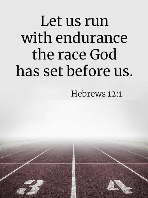 Let Us Run With Endurance, Bible Running Quotes, Good Bible Verses For Athletes, Christian Running Quotes, Christian Athletes Quotes, Track Bible Verses, Running Bible Verses Runners, Bible Verse For Runners, Sports Bible Verses Motivation