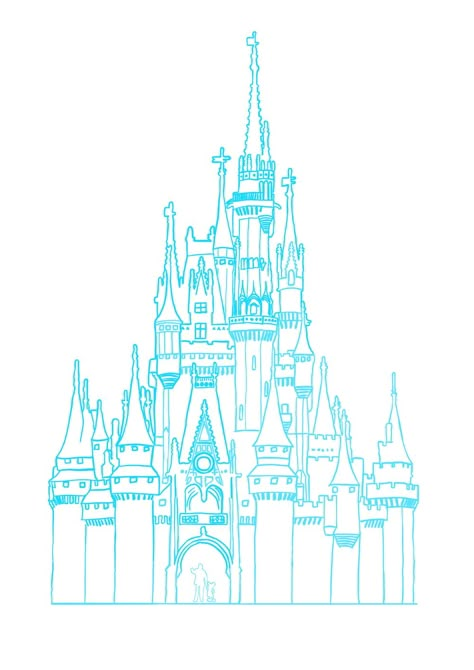 Cinderella Castle outline Cinderella Castle Outline, Castle Outline Drawing, Cinderella Castle Drawing, Cinderella Castle Tattoo, Cinderella Core, Disney Castle Outline, Castle Doodle, Outline Tattoo Ideas, Castle Outline