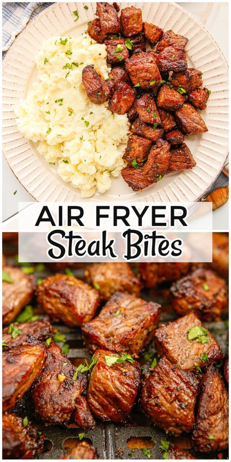 Air Fryer Steak Bites, Resep Steak, Steak Sandwiches, Air Fryer Steak, Air Fryer Oven Recipes, Air Fry Recipes, Carb Foods, Air Fryer Dinner Recipes, Steak Bites