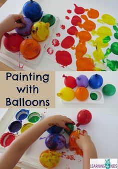 Sensory Pattern Activities, Early Years Art Activities, The Blue Balloon Activities Eyfs, Children In Need Activities Eyfs, Colour Activities Eyfs, Rainbow Process Art, Painting With Balloons, Sensory Painting, Aktiviti Kanak-kanak