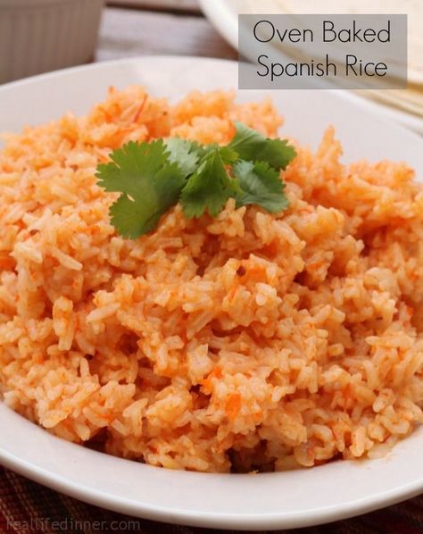 Oven Baked Spanish Rice...Everyone asks for this recipe. It is soooo simple! | reallifedinner.com Baked Spanish Rice, Chicken Bullion, Oven Recipe, Mexican Rice, Spanish Rice, Paula Deen, Side Recipes, Mexican Dishes, Rice Dishes