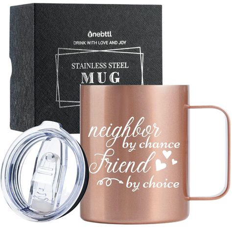 PRICES MAY VARY. 【Perfect Neighbor Gifts】 What to gift to your neigbor who helped you a lot and became your friend? This rose gold stainless steel tumbler will wow her. A perfect gift for any neighbors! 【Unique Desgin】The touching words [Neighbor by chance, friend by choice] are the perfect quote to impress your loving neighbor. Ideal for any Thanksgiving, Christmas, Birthday, or just because! 【Premium Quality】All Onebttl tumblers are made from 18/8 (304 food grade) stainless steel. To protect t Touching Words, Farewell Gifts, Mug With Lid, Neighbor Gifts, Perfection Quotes, Travel Tumbler, Thanksgiving Christmas, Christmas Birthday, Stainless Steel Tumblers