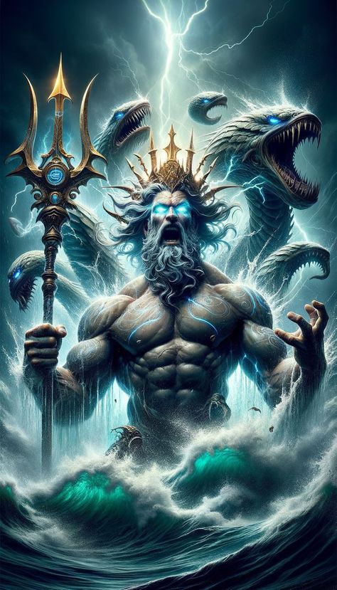 Greek God Poseidon Art, Poseidon Wallpaper, Poseidon Art, 12 Olympians, Greek God Poseidon, Poseidon God, Greek God Tattoo, Poseidon Tattoo, Greek Mythology Gods