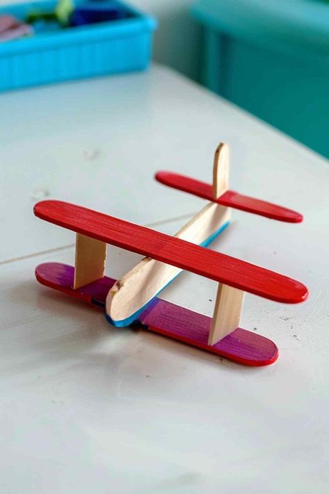 38 Popsicle Stick Craft Ideas Kids of All Ages Will Enjoy! Popsicle Airplane Craft, Craft Using Popsicle Sticks, Arts And Crafts With Popsicle Sticks, Crafts With Popsicle Sticks Kids, Crafts For Kids With Popsicle Sticks, Boys Arts And Crafts, Popsicle Stick Stem Activities, Large Popsicle Stick Crafts, Popsicle Stick Crafts For Toddlers