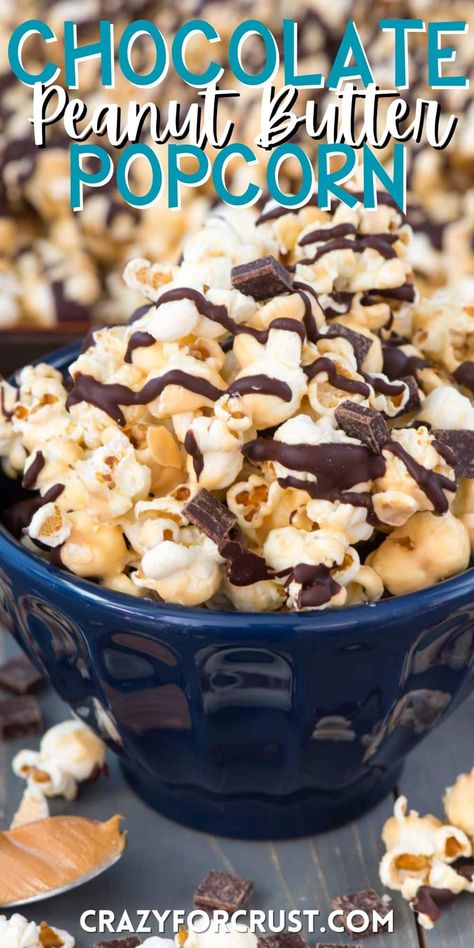 Chocolate Peanut Butter Popcorn, Homemade Kettle Corn, Chocolate Drizzled Popcorn, Peanut Butter Popcorn, Salted Caramel Brownies, Popcorn Recipe, Chocolate Popcorn, Butter Popcorn, Peanut Butter Cake