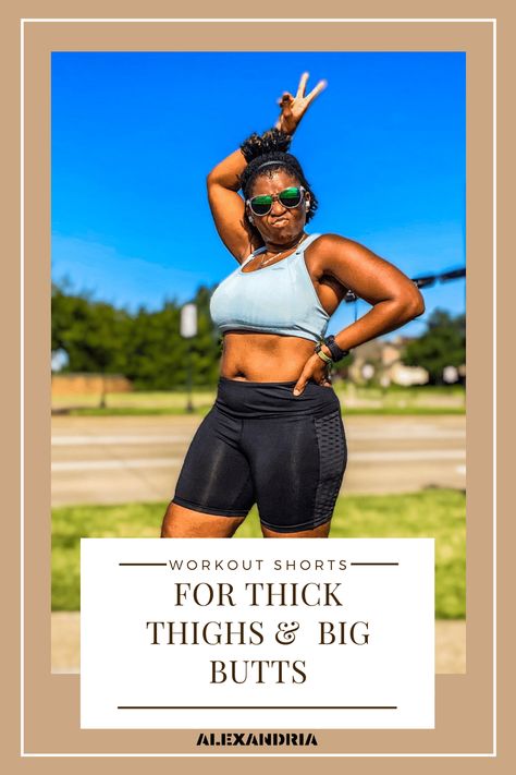 Workout Shorts for Thick Thighs and Big Butts | Alexandria Best Shorts For Thick Thighs, Shorts For Thick Thighs, Race Costume, Tights And Shorts, Cute Running Outfit, Best Running Shorts, Shorts Biker, Short And Thick, Workout Short